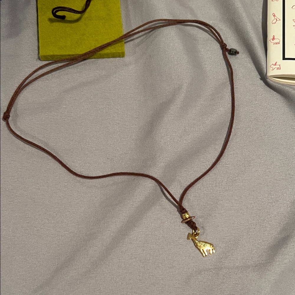 Pomellato DoDo 18k Yellow Gold Giraffe Cord Pendant Necklace Top Charm